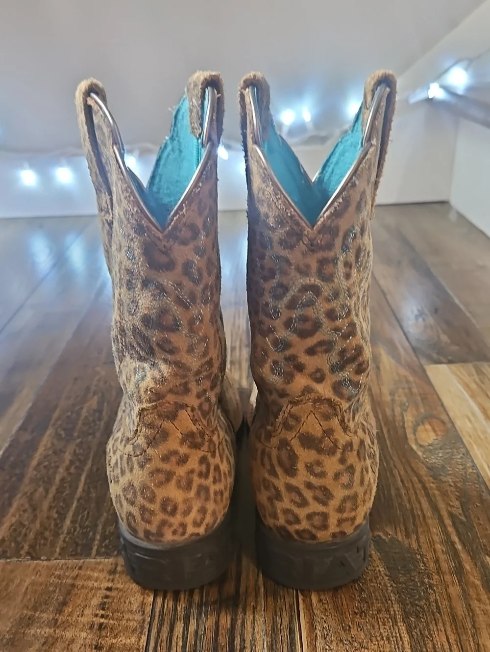 Ariat Leather Girls Square Toe Leopard Cowboy Boots- Wiggle Room Interior